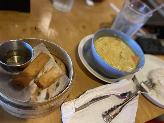 Yellow Curry with Vegetable Spring Roll