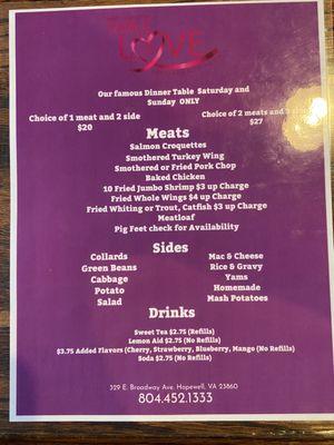 Menu Backside