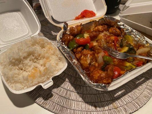 orange chicken and rice