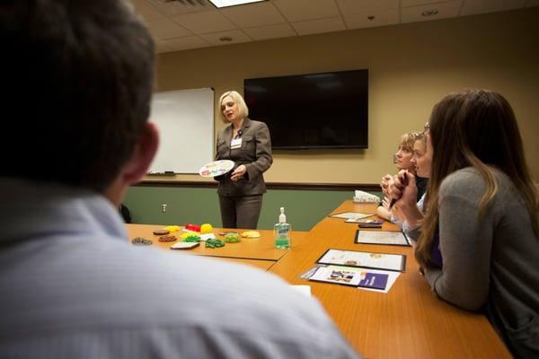 Certified Diabetes Educator and dietitian Christy Olson leads a class in diabetes self-management.