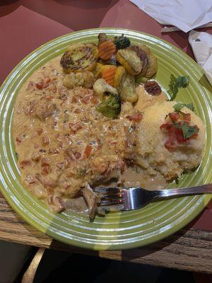 Chipotle Chicken with Mashed potatoes and veg