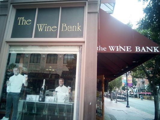 The Gaslamp location of the wine bank and the front are for store to the side .