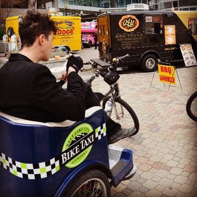 Jace taking a quick lunch break at 'Food Truck Thursday' sponsored by Gallivan Plaza