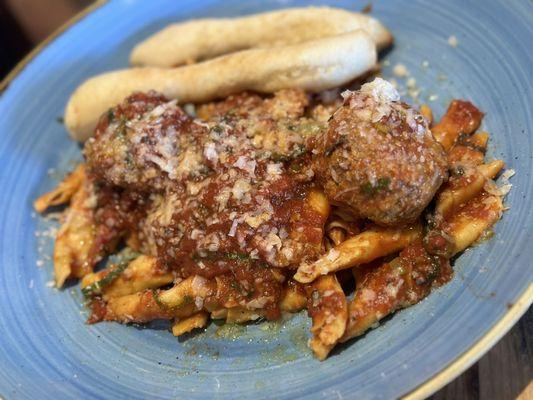 Fresh made pasta daily w/ marinara and meatballs