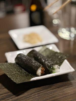 Salmon Hand Roll and Negitoro Hand Roll