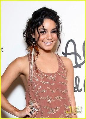 Vanessa Hudgens wearing Jessie Williams custom feather earrings