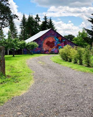 Barn with mural