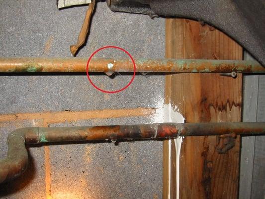 Pinhole leaks are very common in aged plumbing (10 yrs or older) and can be very destructive. Contact us to prevent or repair leaks.