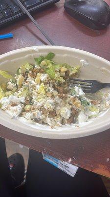 This is supposed to be a burrito bowl, you can barely see the rice or the chicken!‍