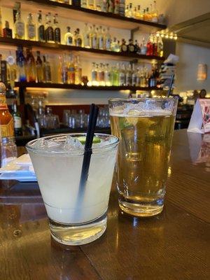 Jalapeño margarita and Pacifico