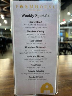 Weekly specials