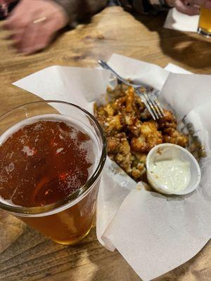 House ale and cauliflower wings!