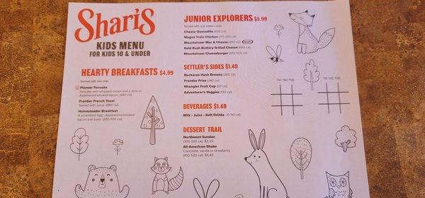 Shari's Cafe - kids menu