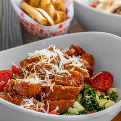 Salad with Fried Chicken