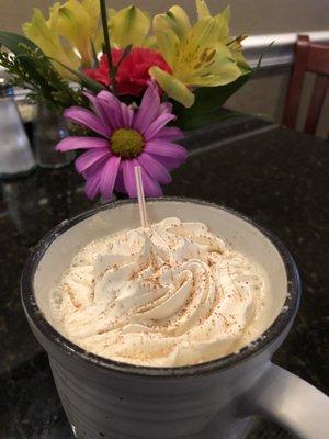 House blended coffee with whipped cream after several sips!