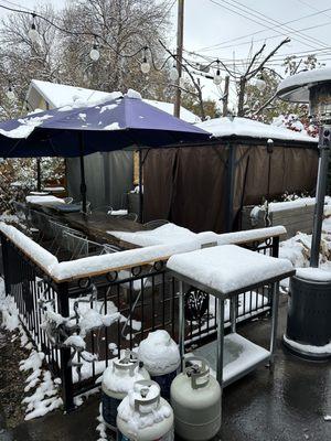 Patio dining in private heated tents