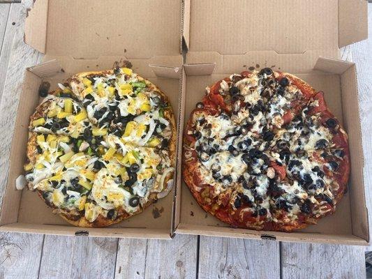 Veggie on the left, The Italian on the right.