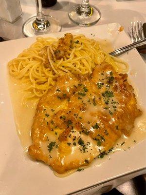 Chicken Francese (I substituted pasta instead of the veggies)