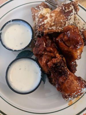 Bourbon BBQ Wings and Garlic Parmesan Wings! So good?