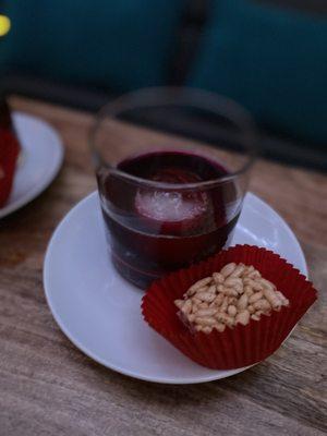 Hibiscus tea and puff after massage