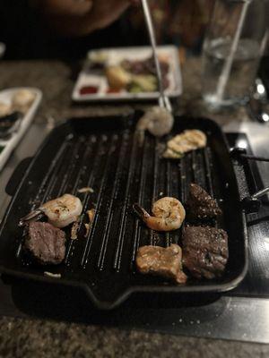 The grilling of the proteins