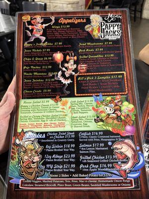 Front of menu