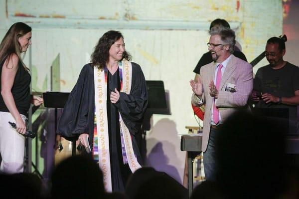 Co-Pastors Rachael, Jenny and Mark at Jenny's ordination.