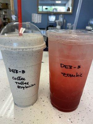 Coffee Toffee Explosion Shake and Zombie Tea