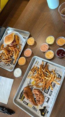 Cheesy BBQ and 2 Chicken Tenders and Cajun Fries