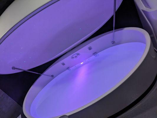 Float room #3 has stars inside of the pod