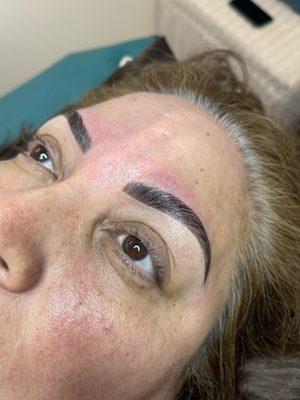 "The Brow Lami" + tint done over microbladed brows