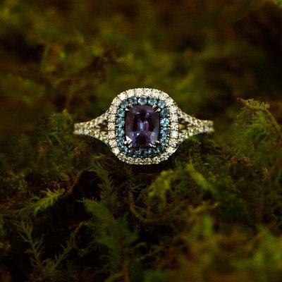 Alexandrite "Duet" ring by Omi Prive