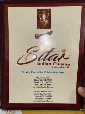 Menu cover