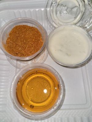 Seasoning, honey and blue cheese dressing