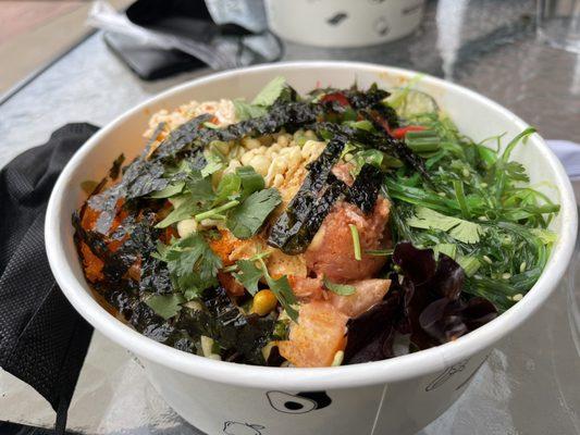 Salmon and spicy tuna poke bowl!