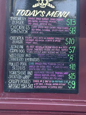 Imaginative food truck menu