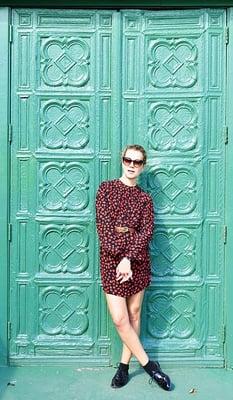 Natalie Joos wearing a dress from Palm Beach Vintage