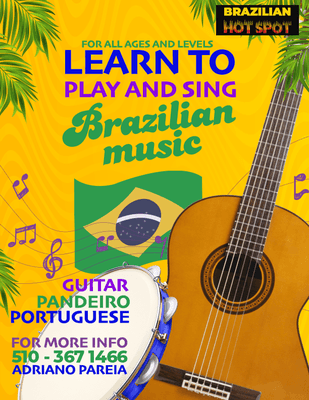 Learn to play and sing Brazilian Music. Guitar, Pandeiro and Portuguese Classes. For all ages. Santa Cruz Area. (510) 367-1466.