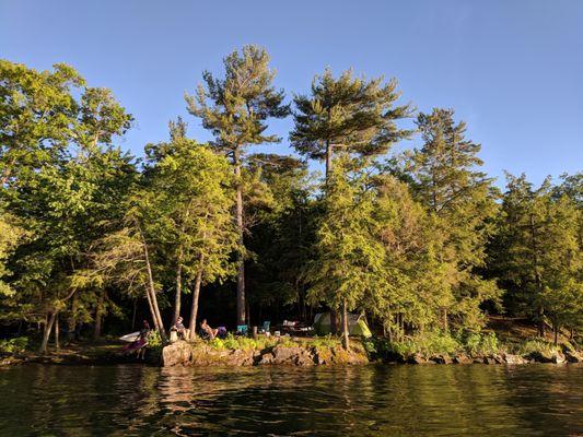 A view of our campsite at Wellesley Island State Park from one of our kayakers.