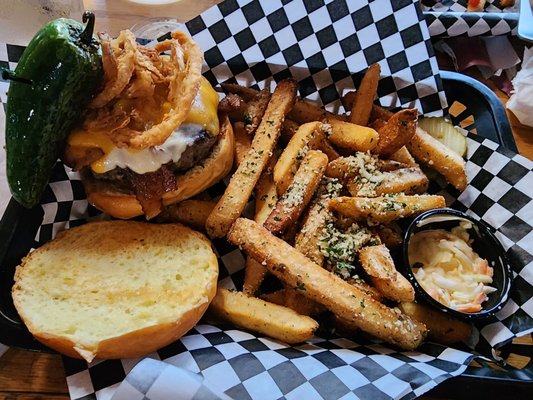 BBQ Jalapeño Burger (with Parmesan Fries)