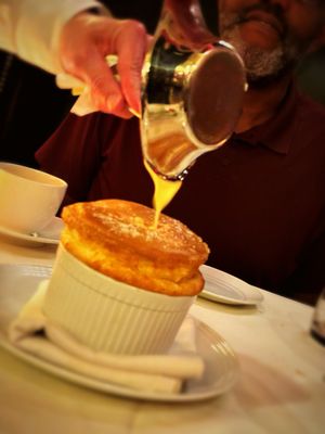 Soufflé vanilla with a vanilla cream custard.   My husband was delighted.