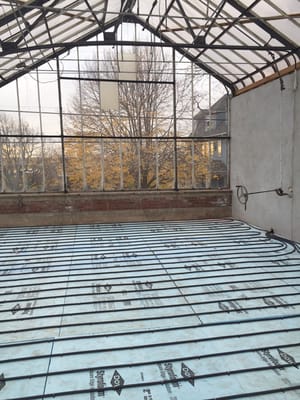 Radiant floor heating in a greenhouse in Providence, RI