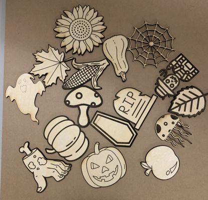 Fall laser etched wood magnets