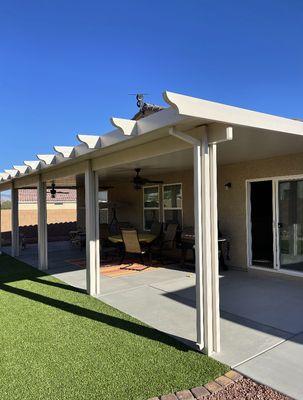 Solid Patio Cover with Scallop Rafter Wrap Kit & Electrical run for 3 ceiling fan hookup