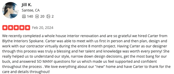 Client review from previous name.