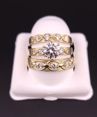 Trio set engagement rings