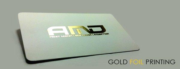 Aaron Max Design - Staten Island New York - Gold Foil on Silk Business Card Printing