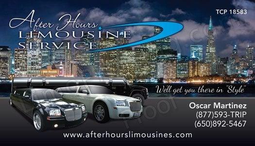 After Hours Limousines business cards!  Great work Marie!!!