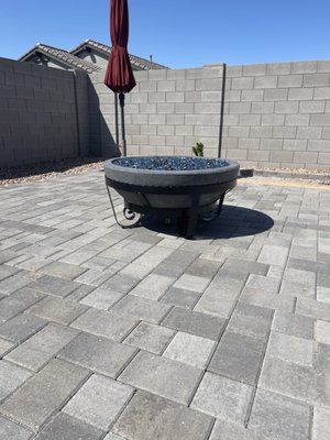 Rio Paver patio and custom fireball fire feature