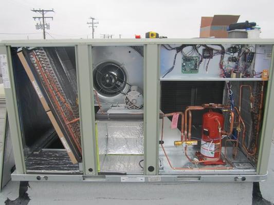 Inside a 7.5 ton American Standard package unit